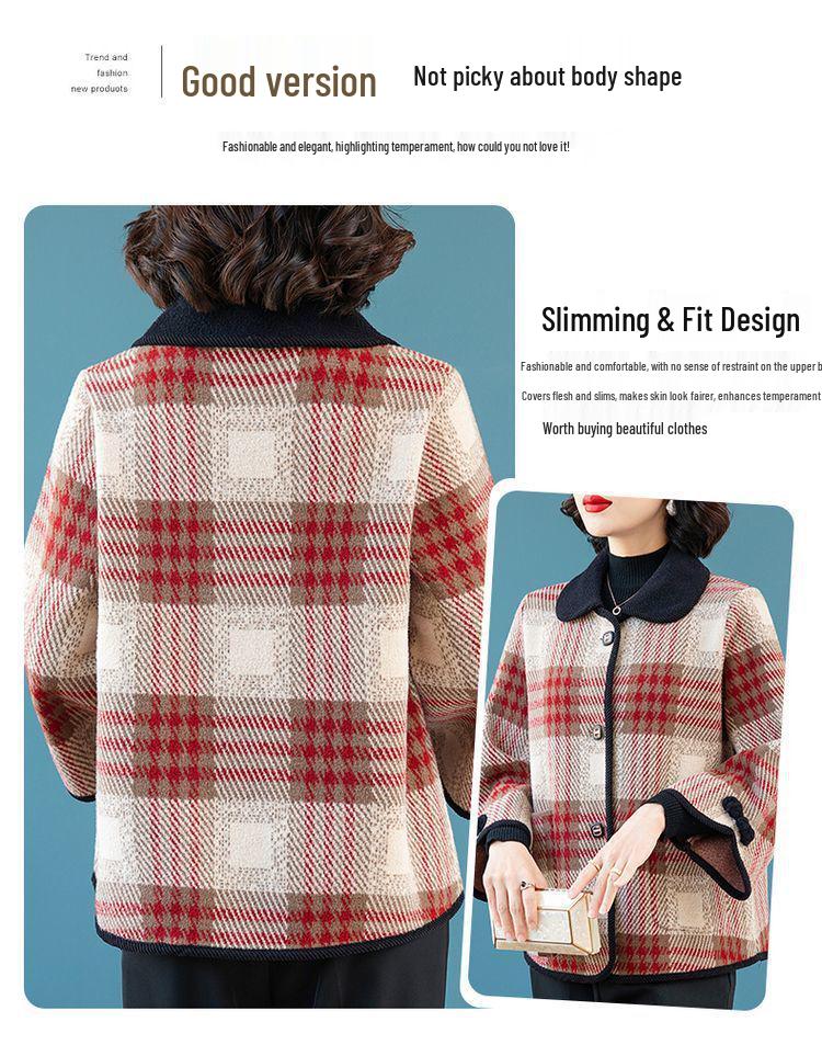 2024 Mom's Petite Plaid Wool Coat - Autumn Fashion, Versatile & Stylish