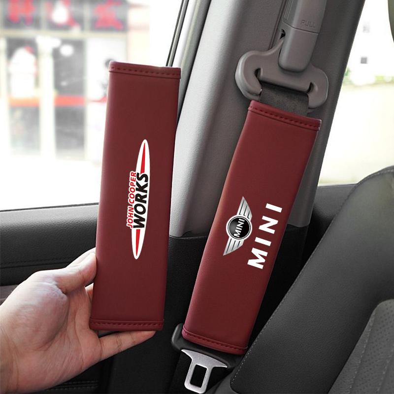 AAFF1 Car Seat Belt Cover Shoulder Protective Pad Accessories For MINI Cooper R56 F56 R50 JCW Cabrio Aceman Countryman Clubman WORKS