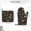 Oven Mitts Pot Holders Set Vintage Butterfly Moon Flower Silicone Kitchen Gloves Potholders Heat Resistant for Chef Baking Cooking Grilling BBQ 4