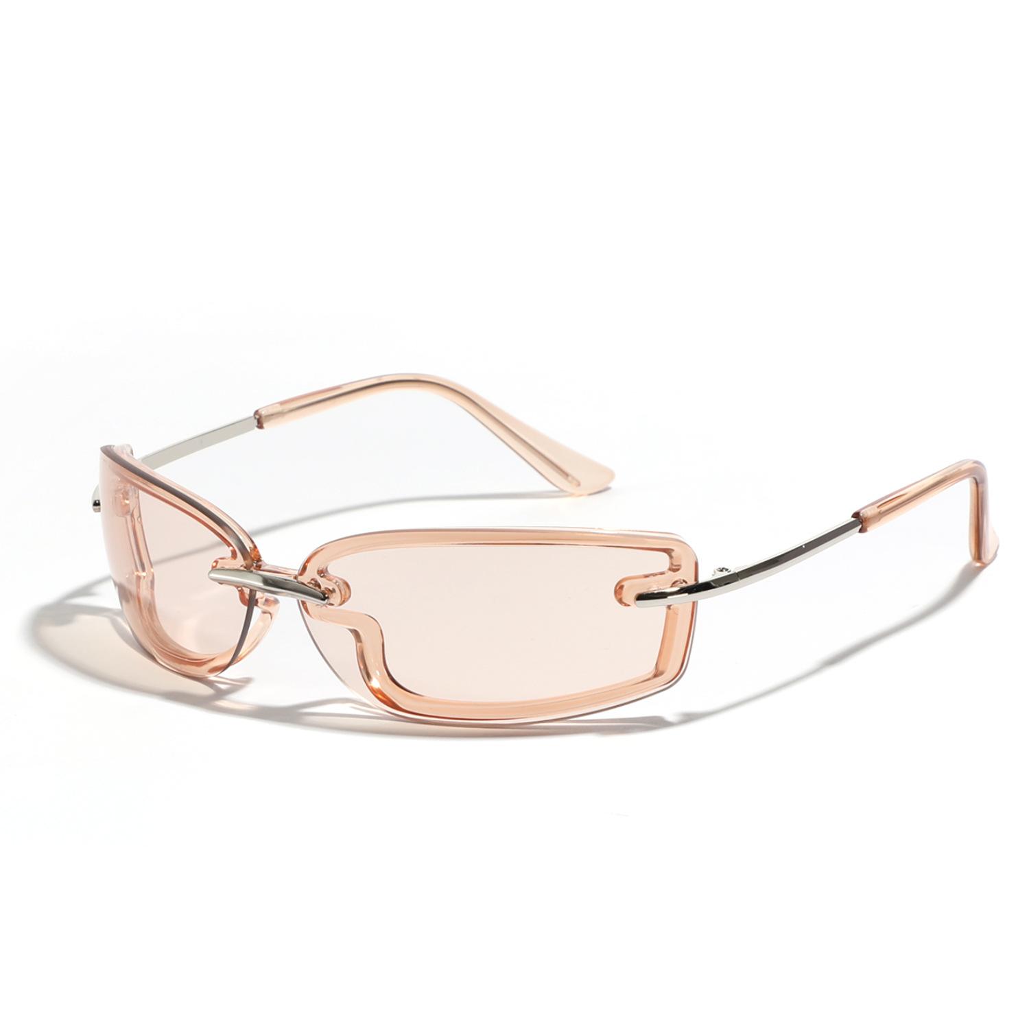 

2000 S Vintage Retro Small Square Shape Sunglasses for Women Fashion Rimless Sun Eyeglasses Y2k Wrap Around Transparent Glasses Gradient Sunglasses As shown