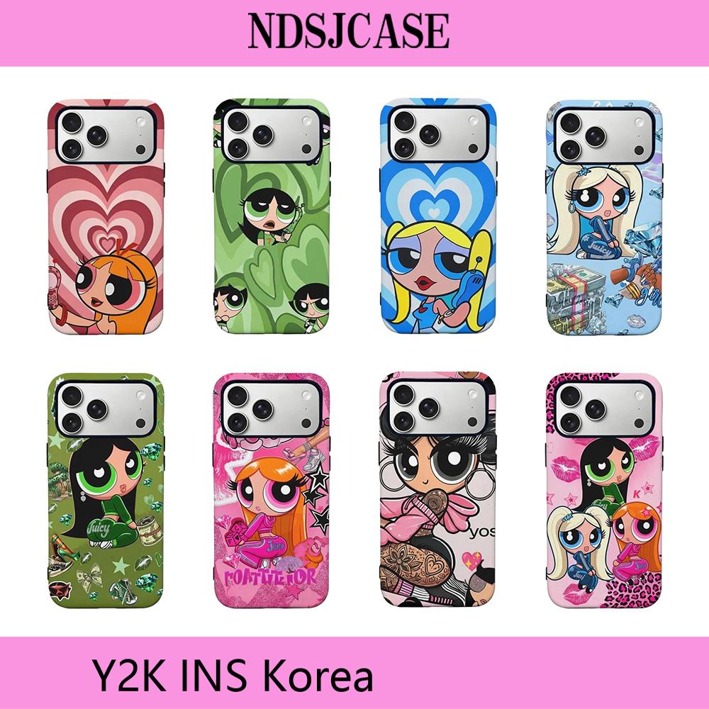 Luxury Clmj Cute The P-Powerpuffs Girls Phone Case for iPhone 17 16 15 14 13 12 11 X Air Pro Max Plus Double-layer Back Cover