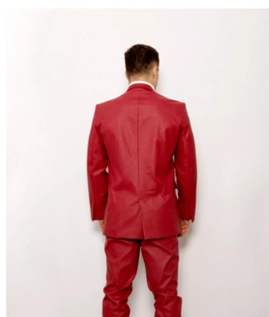 Neues Rotes Leder Echtes Formelles Herren Business Handgefertigt Lammleder Blazer Stilvoll