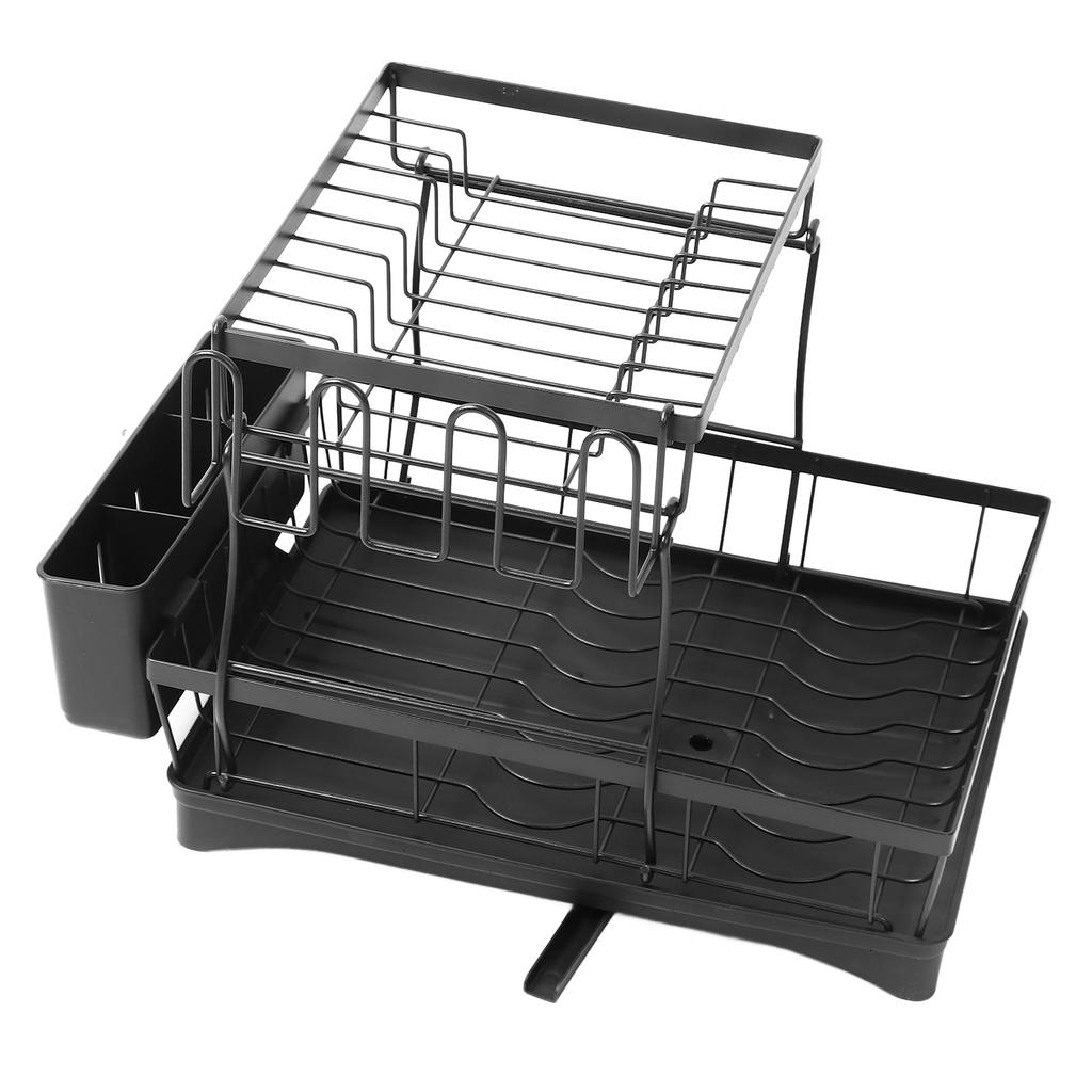 Dish Drying Rack Multipurpose Large Capacity Strong Load Bearing 2 Tier Dish Rack with Drainboard fo