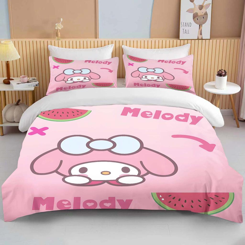 Sanrio Hello Kitty Melody Bedding Sets Comforter Cover Bed Cover Duvet Cover Pillow Case 2-3 Pieces Sets Bedroom Decor