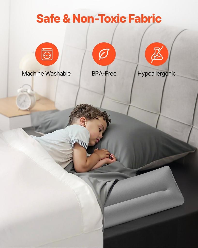 Bed Bumper for Toddlers 47.4-inch Inflatable Bed Guard Rail with Hand Pump