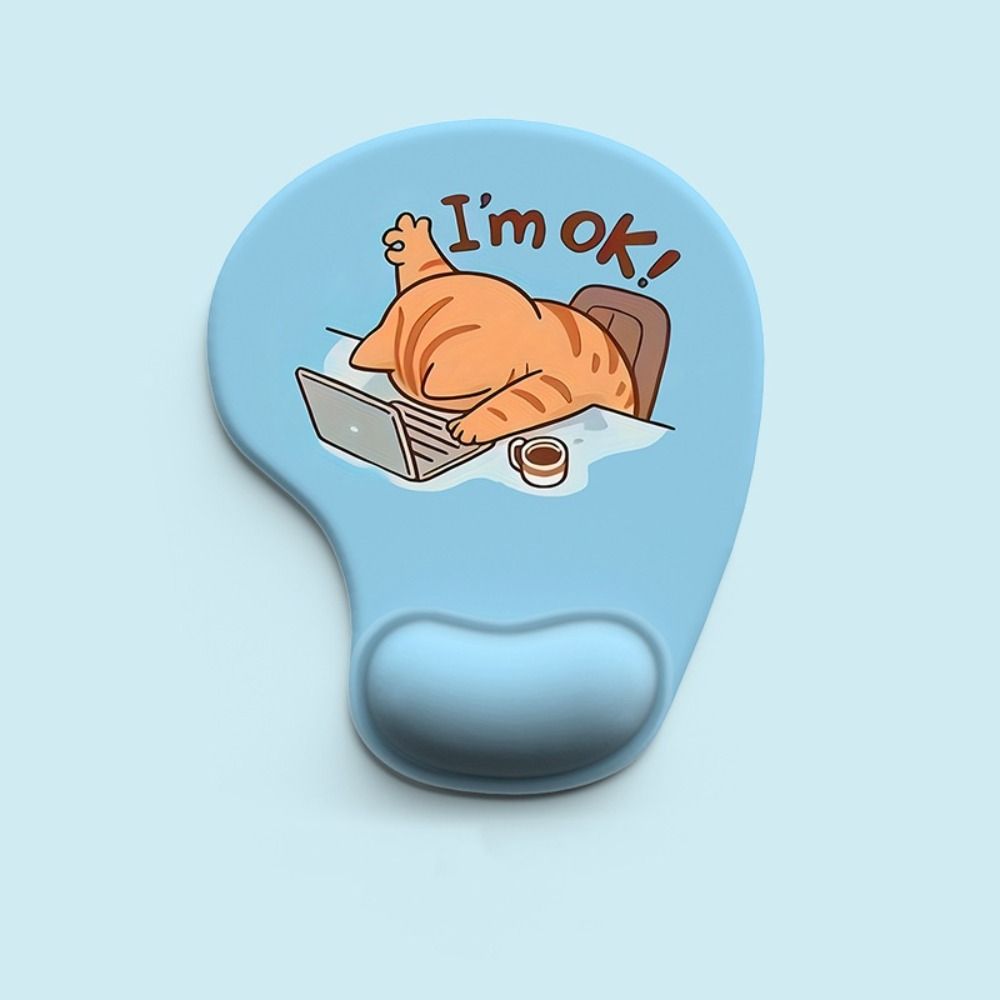 Cute Cartoon Cat Mouse Mat Ergonomic Wrist Support Pad Black Cat Animal Mouse Pad  Computer