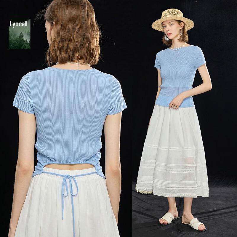 Women s Tencel Blend Ribbed Knit Top M