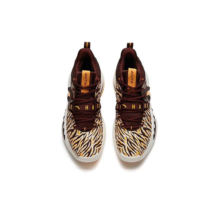 New Anta GH2 Gordon Hayward 2nd Generation Cushioning Anti Slip And Wear Resistant Mid Top Basketball Shoes Brown Yellow 112141105-2