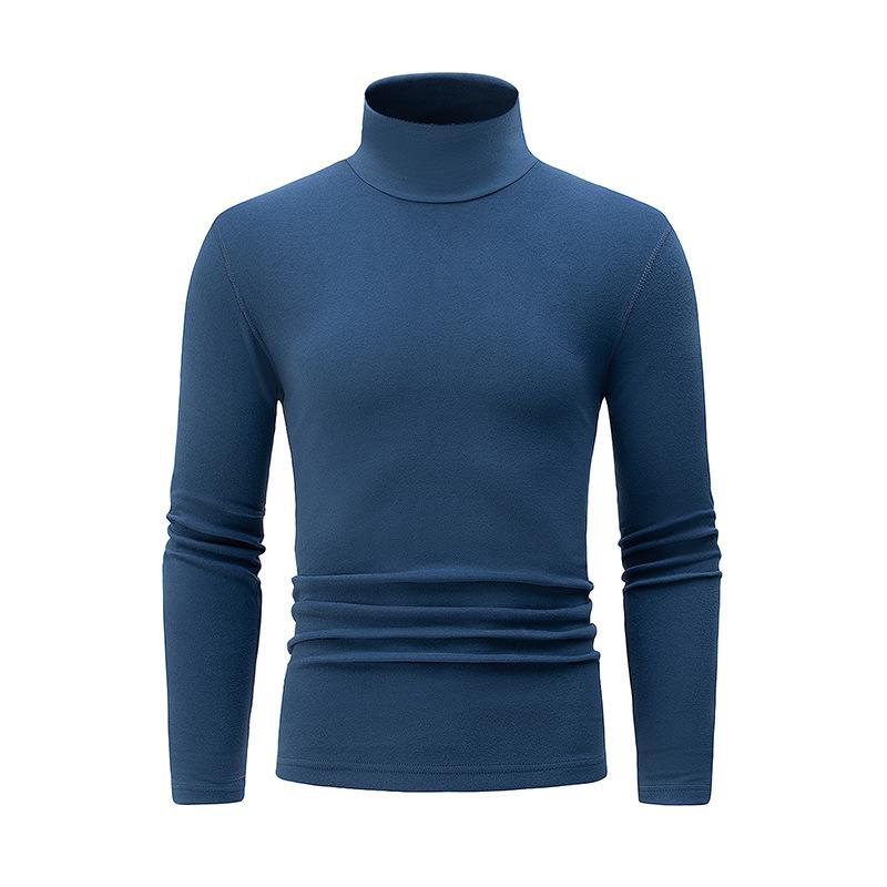 Simple Long-Sleeve Turtleneck Men's Work Long-Sleeve Top 3pcs Set, European and American Fashion Trend T-Shirt