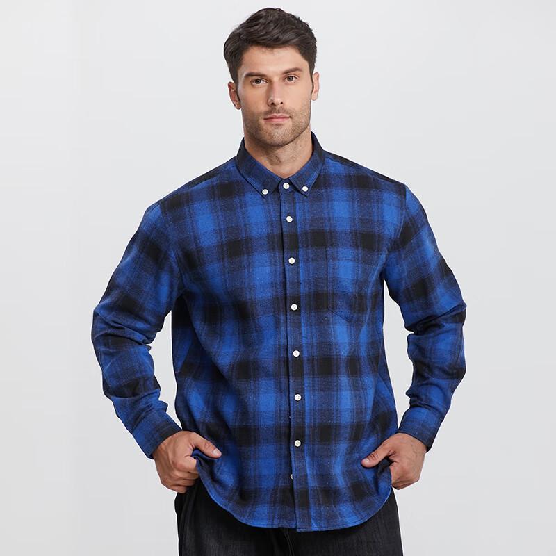 Men's Plus Size Brushed Long Sleeve Plaid Shirt