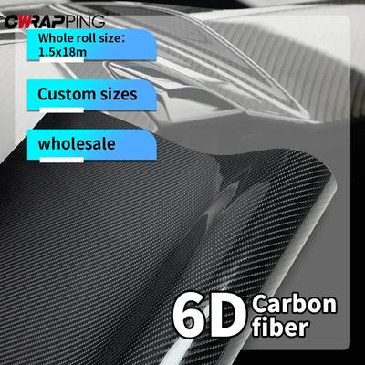 4.92x19.69ft Roof Hood Vinyl Wrap Car Film 6D Carbon Fiber Stickers Shiny Black Off-road Vehicle Wrap Waterproof Car Accessories