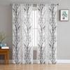 Black White Branches Sheer Curtains for Bedroom Living Room Decoration Window Curtain for Kitchen Tulle Voile Organza Drapes