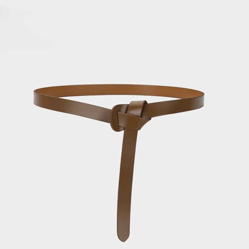 Cowhide Belt for Women Fashion Versatile Small Suit Decoration Windbreaker Sweater Knotted Women Genuine Leather Belt