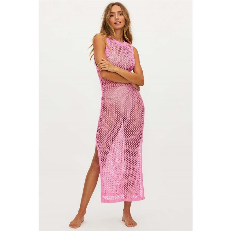Abito Lungo Estivo da Donna Sexy con Schiena Scoperta e Traforato, Copricostume da Spiaggia per Vacanze al Mare