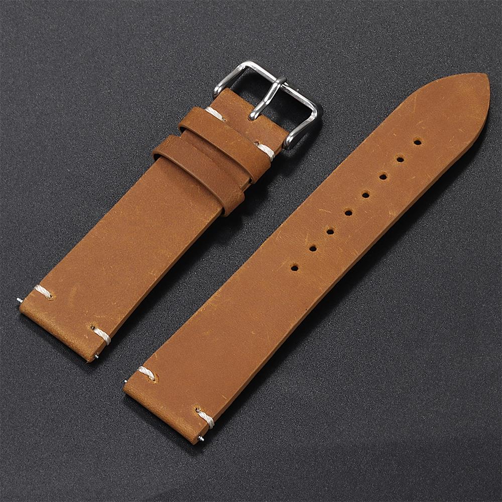 Calfskin Leather Watch Band for Omega for Seiko Bracelet 18mm 20mm 21mm 22mm 24mm Strap Dark Brown Stitching for Rolex Wristband