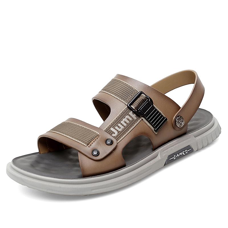 

Модные летние сандалии, мужская пляжная обувь, тапочки из коровьей кожи, нескользящие сандалии из толстой кожи для мужчин, повседневная обувь Sandalias 38 хаки