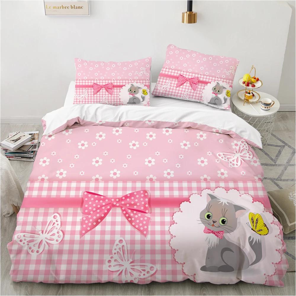 Luxury 3D Bedding Set Europe Queen King Double Duvet Cover Set Bed Linen Comfortable Blanket/Quilt Cover Bedding Set Bow Pink