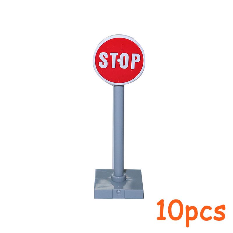 Non-Toxic Moc City Traffic Road Signs Signal Light Building Block Bike Bicycle Scooter Motorcycle Vehicle Scene Construction Accessories