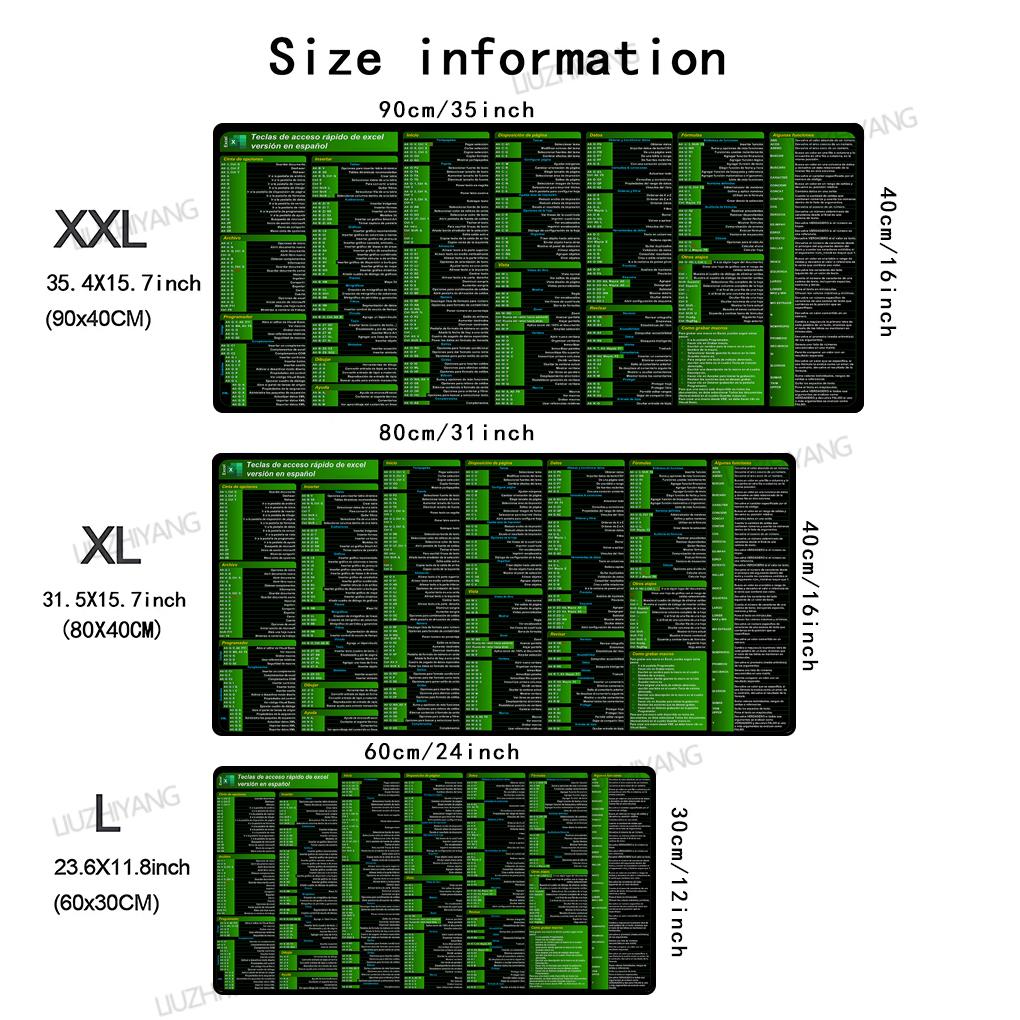 Excel Shortcuts Mouse Pad Spanish Large