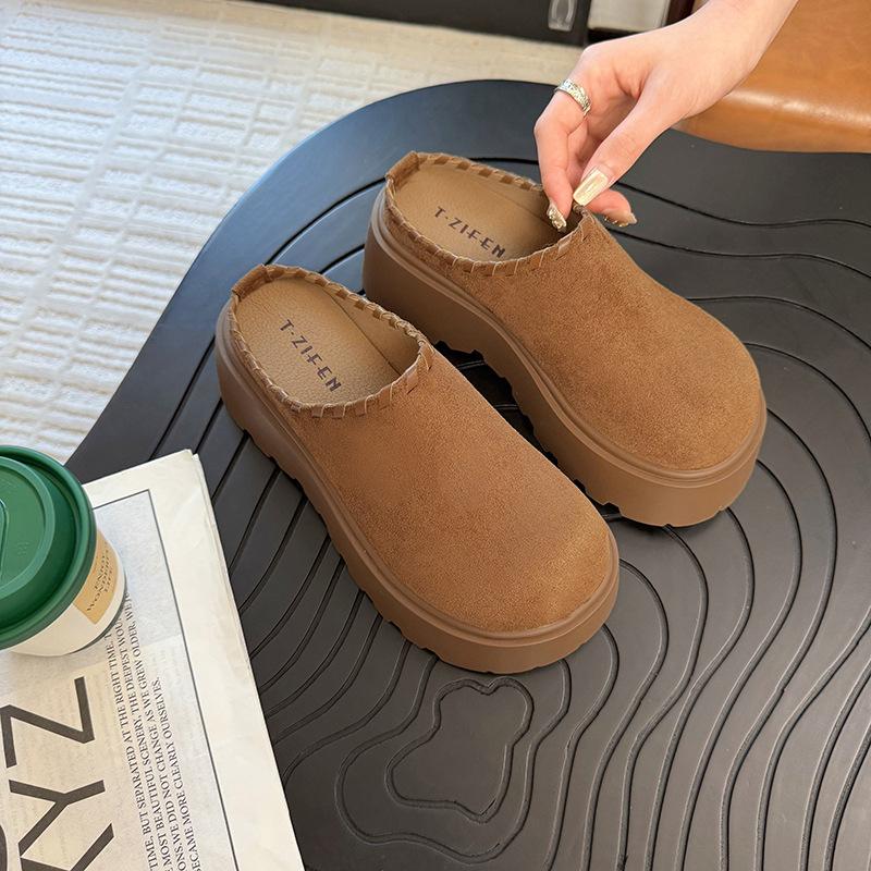 

Fashion versatile one-pedal thick-soled Birkenstock half-slippers women s 2025 autumn new small height-increasing bag head slippers 40
