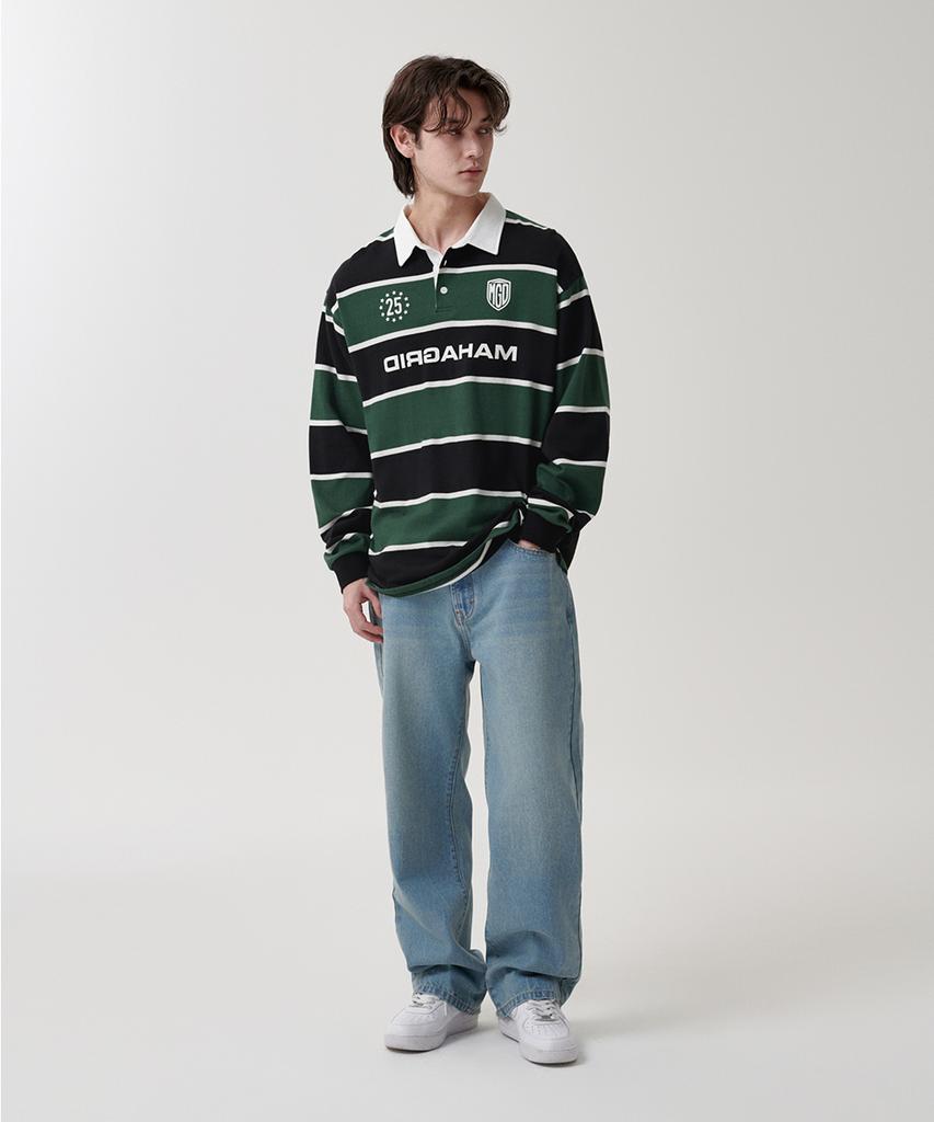 MAHAGRID Stripe Rugby Shirt Green(Mg2Fsmm550A)