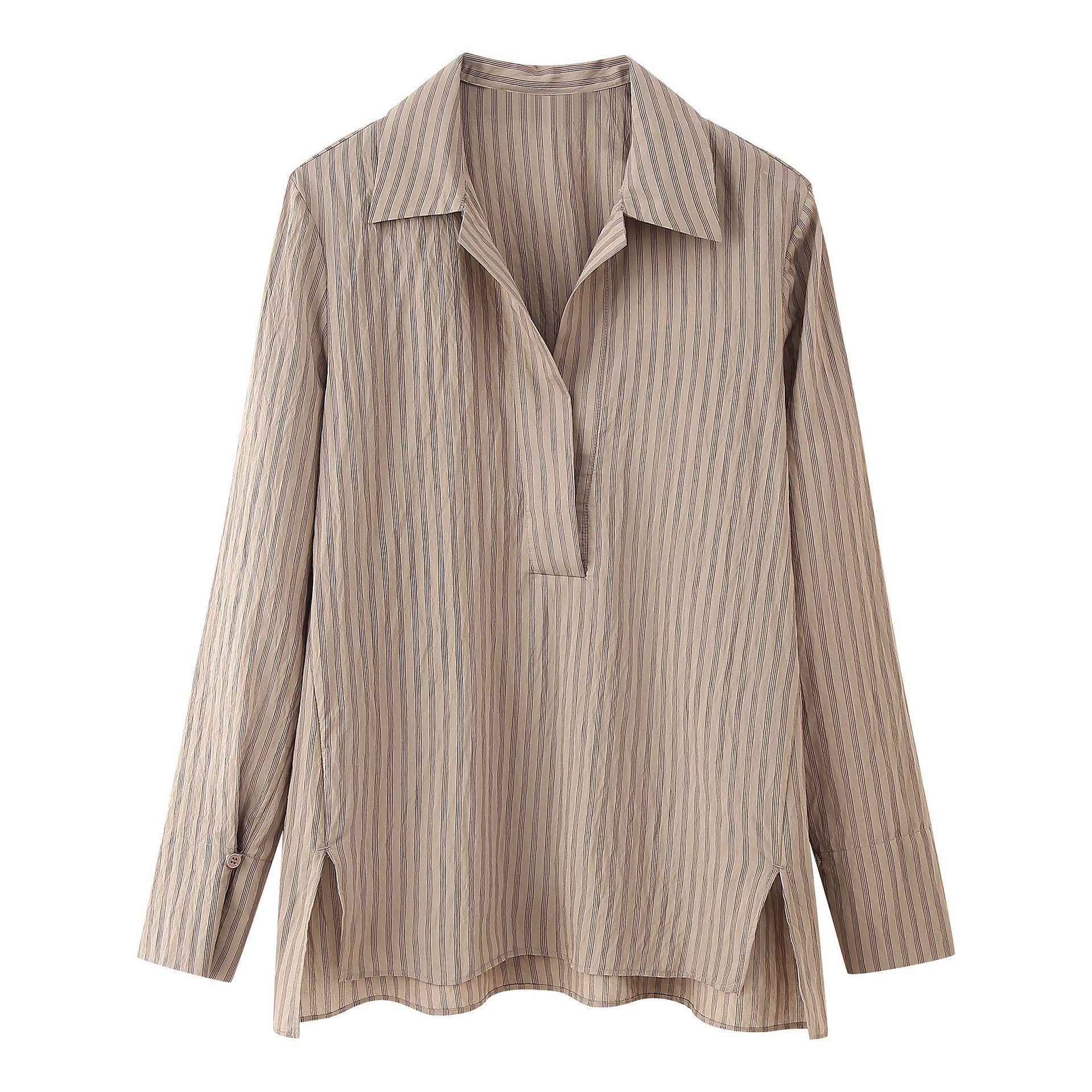 

Весна 2025 Европейско-американская мода Женский комплект рубашки с лацканами и брюк с длинным рукавом M