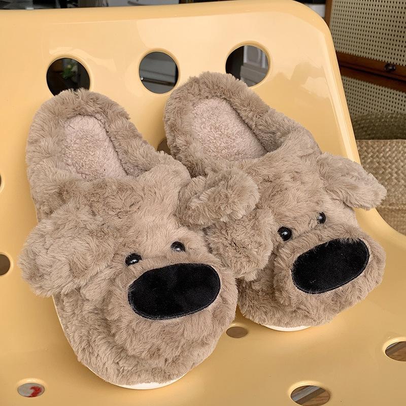 

Уютные хлопковые тапочки с милым рисунком собаки для мужчин и женщин - теплая, нескользящая обувь для дома и улицы Half-pack model, 38/39