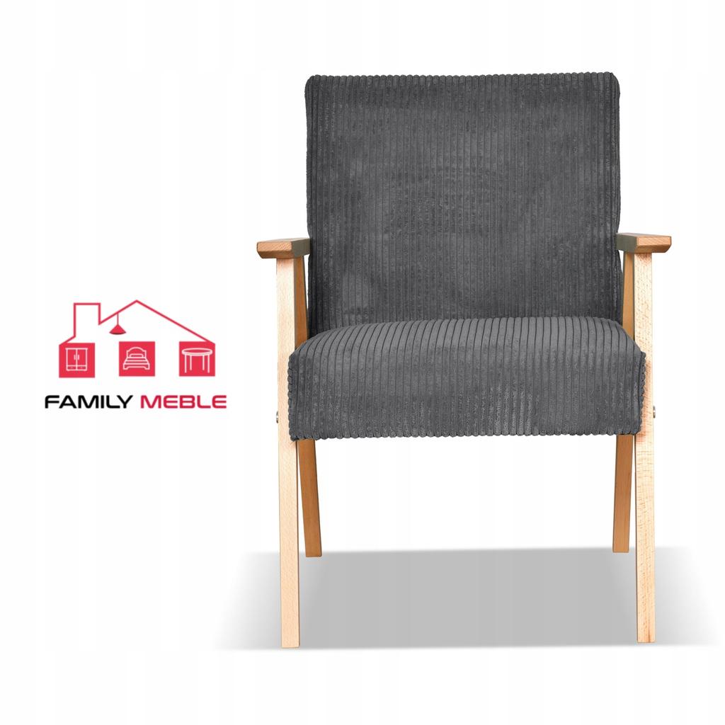 Fotel PRL zestaw retro vintage SOLER Family Meble grafitowy sztruks Anafi