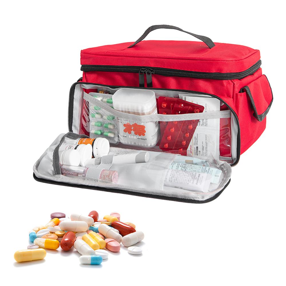 Tragbarer Erste-Hilfe-Koffer mit hoher Kapazität, Reisemedizin und Medikamentenaufbewahrungstasche Oxford-Stoff Organizer-Box Notfall-Überleben