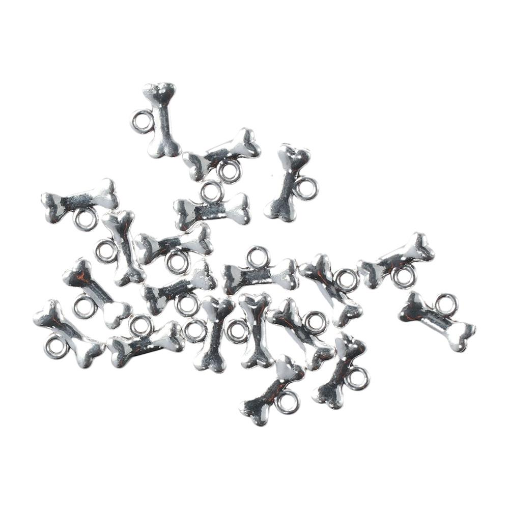 120pcs Sliver Alloy Pet Dog Bone Charms Dog Bone Shaped Pet Dog Bone Charms for DIY Crafts