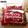 Red Christmas Duvet Cover Set King Queen Size for Single Double Bed Linens Quilt Comforter Pillow Case 3D Full Twin 3PCS 2PCS