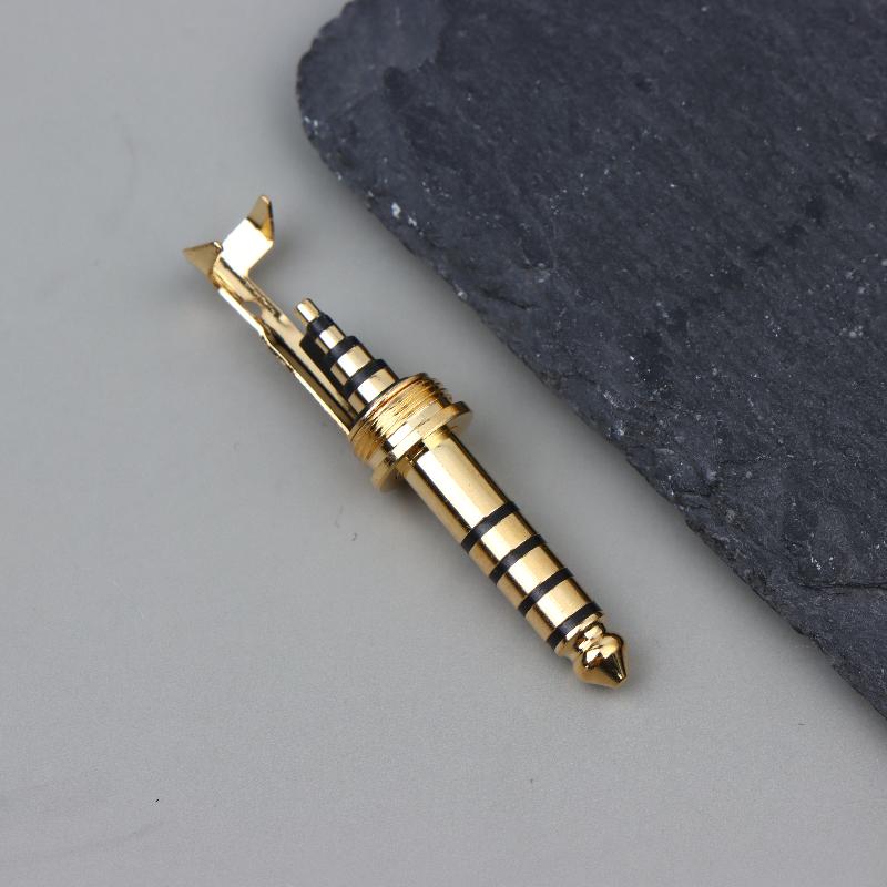 

1Pc Hifi Copper Rhodium Plated 4.4Mm Balanced Plug 5Pole With Clip Audio Jack Connector Thread Cable Clamp Pins золотий