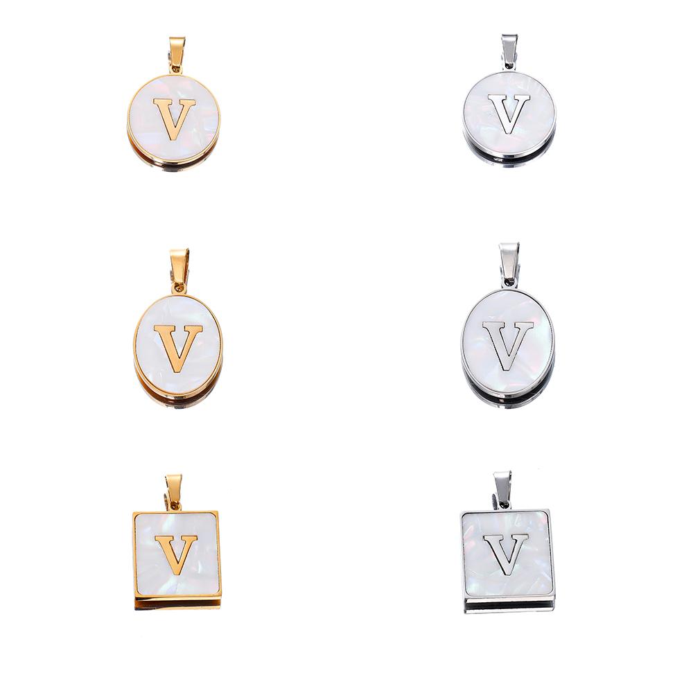 1Pcs Stainless Steel With Pinch Bail Clasps Imitation Pearl Letter Charms Pendant For Necklace DIY Jewelry Making Accessories