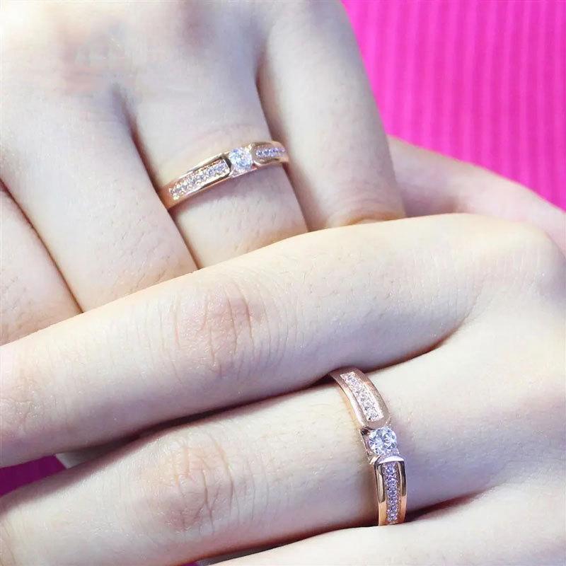 Purple Gold Inlaid Zircon Ring, Exquisite Colored Gold-Plated Rose Gold Open Ring.