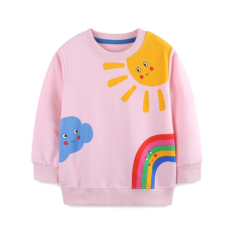 Autumn New Arrivals: Girls European Style Knitted Cotton Rainbow Print Hoodie 90cm