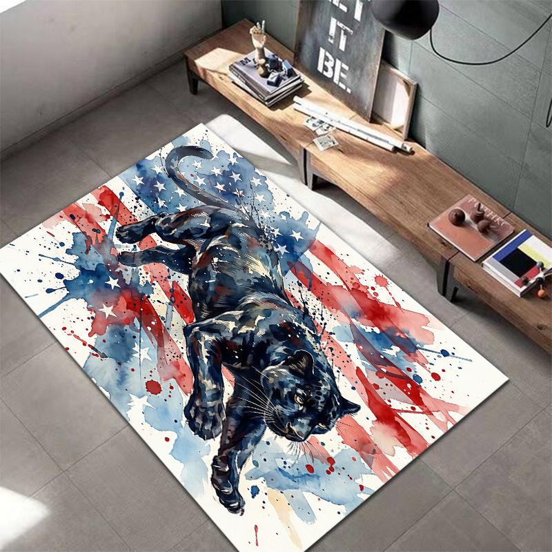 American Flag Animals Pattern Square Carpet,Area Rug,Carpet Rug for Living Room Bedroom Sofa Playroom Decor,Non-slip Floor Mat,Holiday Birthday Gifts