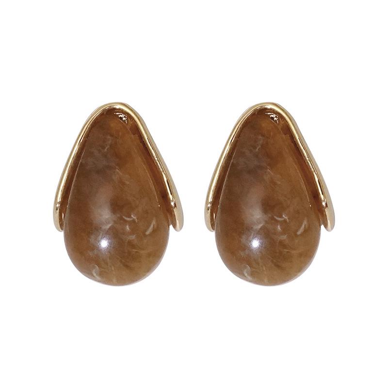 Maillard Water Drop Earrings: 2024 Autumn/Winter Retro High-End Fashion