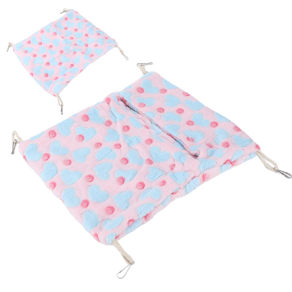 Small Pet Hammock Warm Envelope Style Hanging Bed Cage with Hooks for Hamsters Rabbits