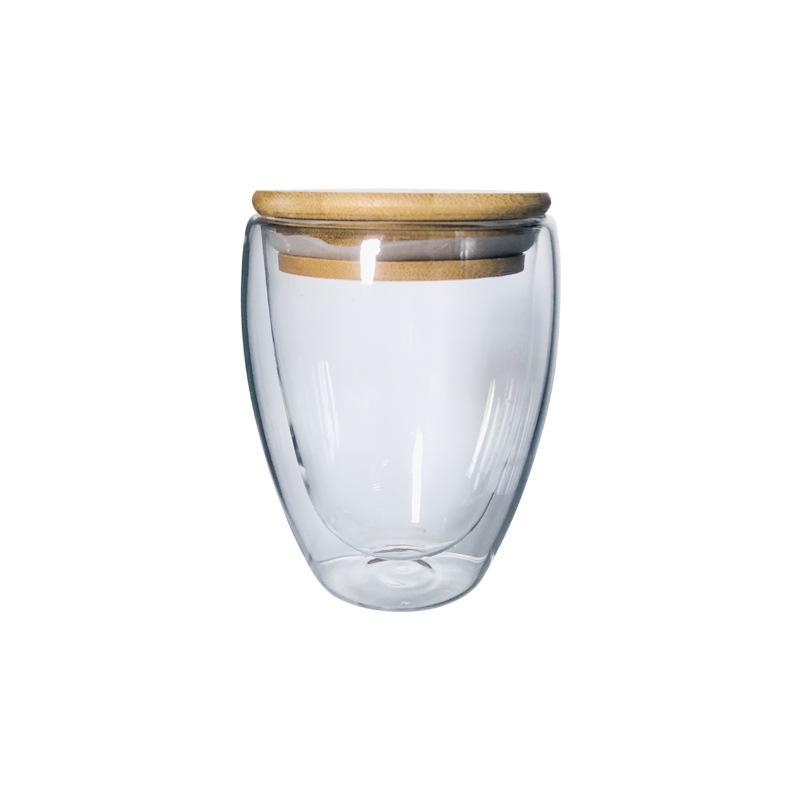 Household Borosilicate Glass Coffee Cup, Water Cup, Juice Cup, Milk Cup, Double-Layer Transparent Glass Egg-Shaped Cup