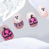 Halloween Fake Nail Short Square Spiders Web Pumpkin Art Durability NonToxic Artificial Nail for Costume Parties