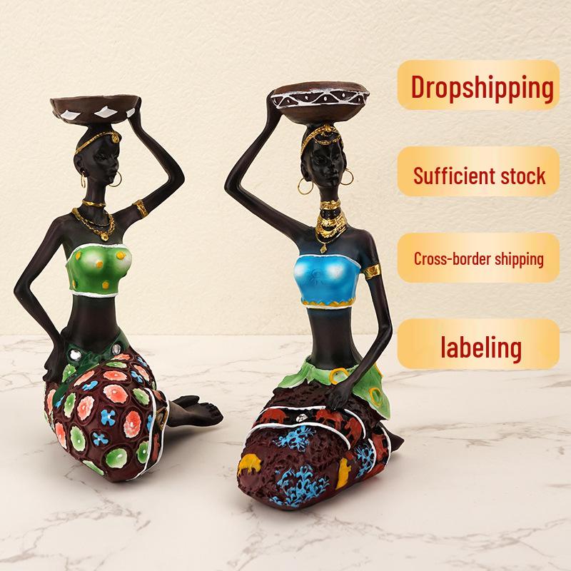 

Nordic Light Luxury Black Resin Candlestick Ornament for Home Decor.