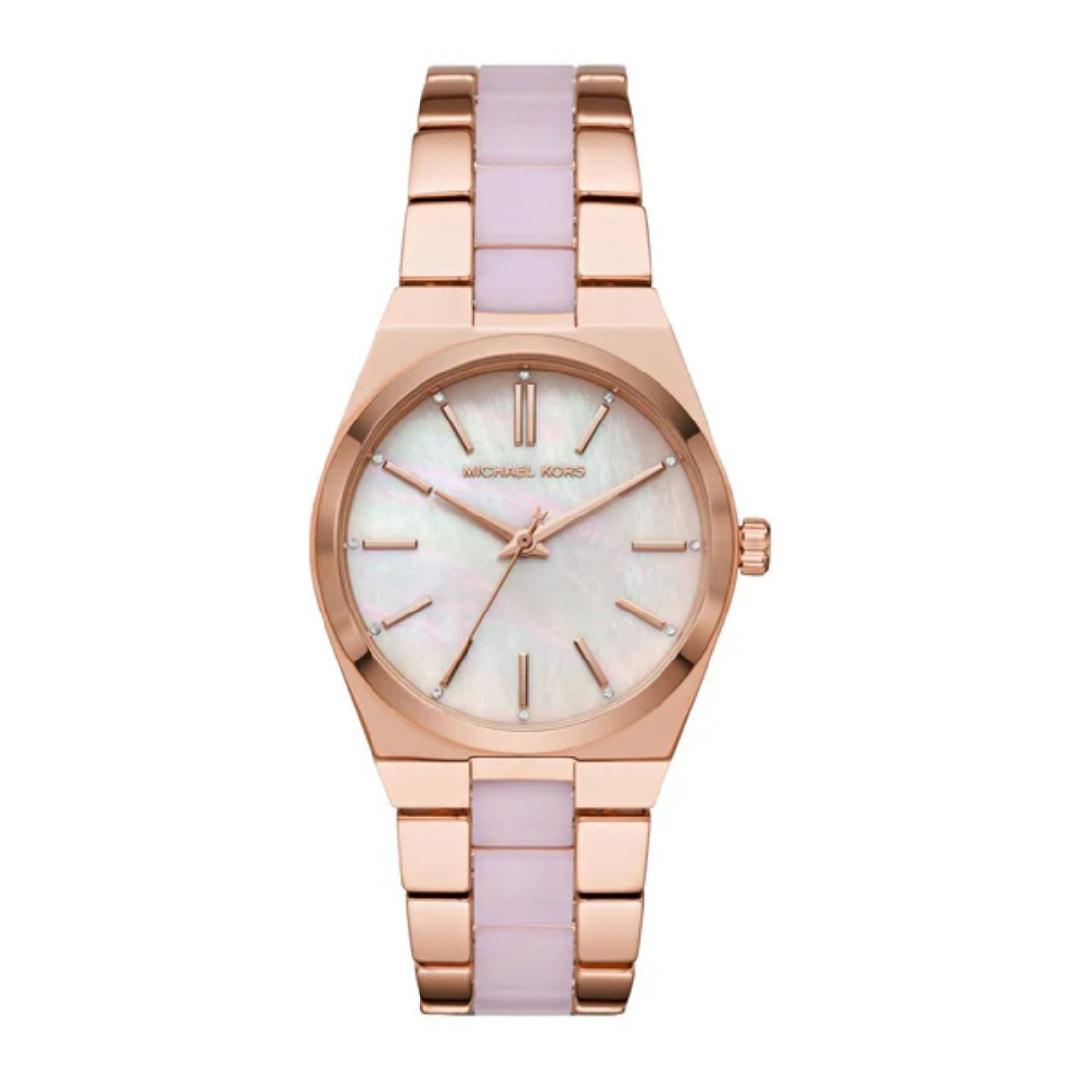 

Часы Michael Kors Channing с розовым золотым покрытием и ацетатом белый