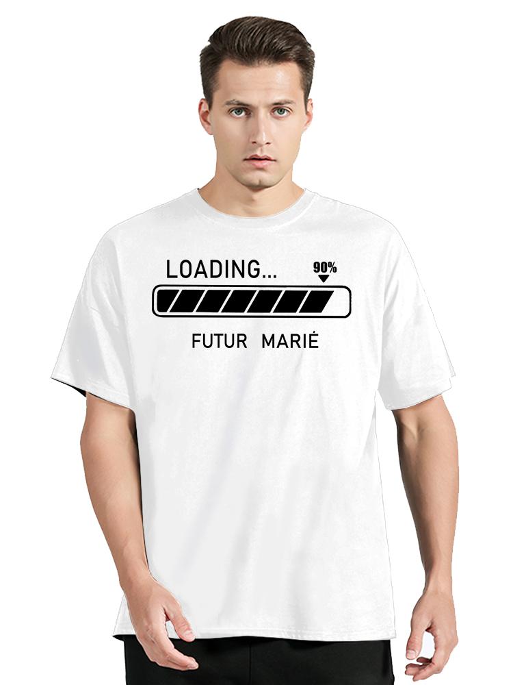 New French Graphic Tops Loading 90% Future Groom T-shirt Single Farewell Bachelor Stag Party Tshirt EVG Team Groom Squad T Shirt