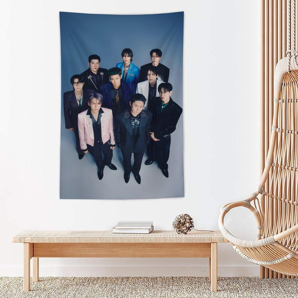 Kpop Band SSuper Junior Tapestry Microfiber Wall Hanging For Bedroom Living Room Decor Outdoor Festival Garden Bar Background