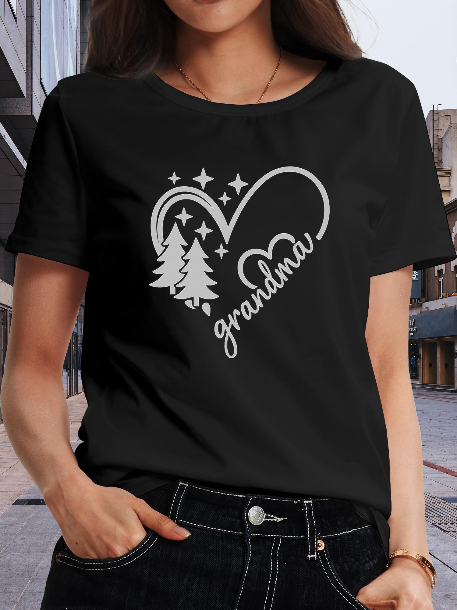 

Rainbow, and Stars Detail, Ladies Casual Short-Sleeved Crew Neck Printed T-Shirt, Fashionable Style, Versatile Daily Wear. 4XL чорний