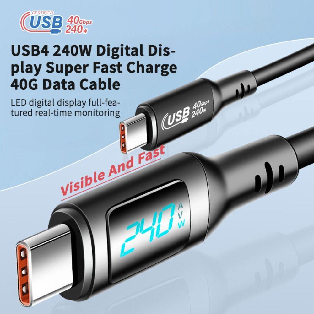 40Gbps Power Meter Digital Display Type-C Line Fashion USB-C Charging Cable  Laptop