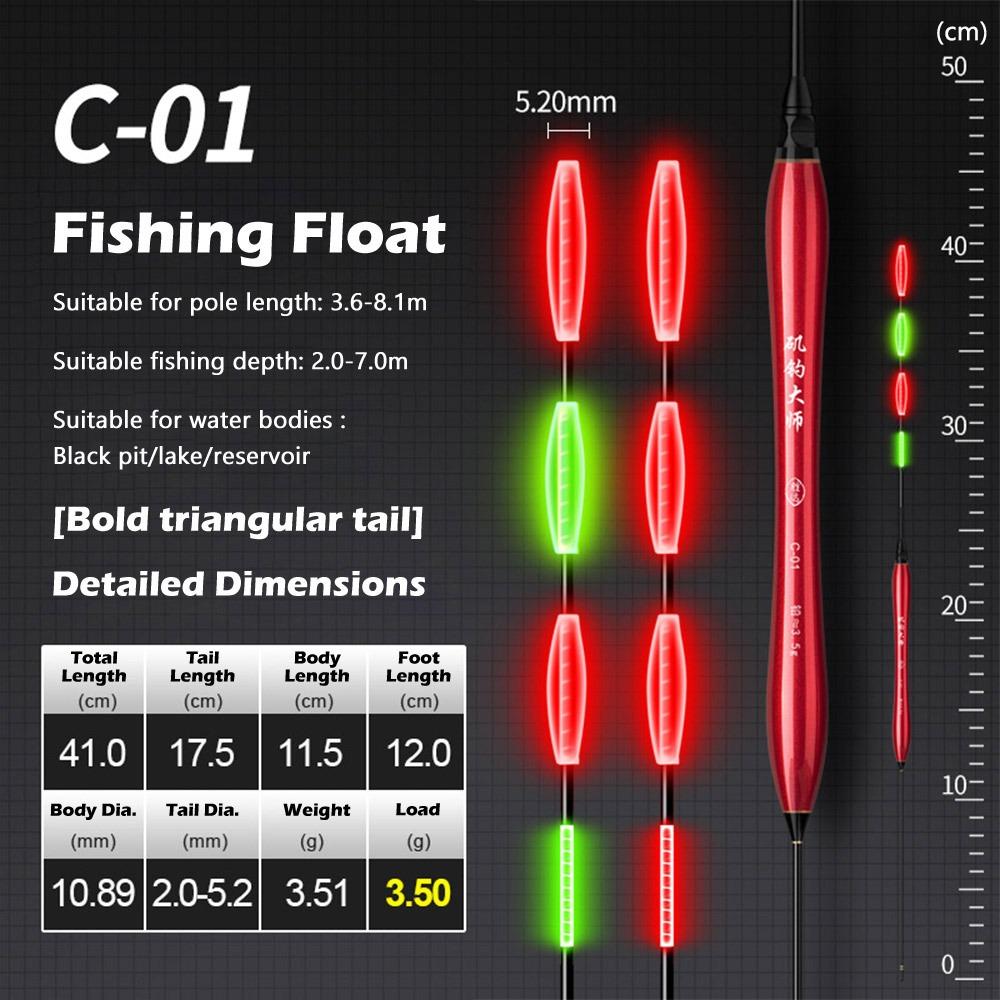 Indicator Electronic Fishing Float Long Tail Slip Drift Tube Light Float 4 Light Buoy Strike Bobbers Buoy Night Fishing