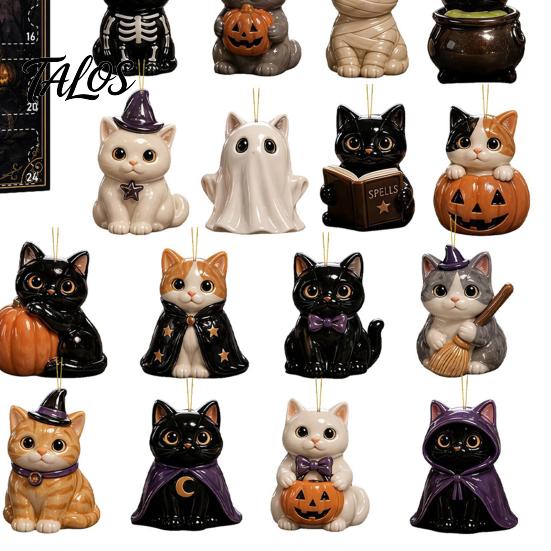 Animal Theme Party Favors Christmas Cat Dog Advent Calendar, 24Pcs Acrylic 2D Ornament Set Tree Ornaments with Cute Kitten/Dog/Lion Designs,