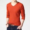 2025 Autumn New Solid Color V-Neck Pullover Men'S Knitted Sweater Slim Fit And Slimming Long Sleeved Sweater For Men