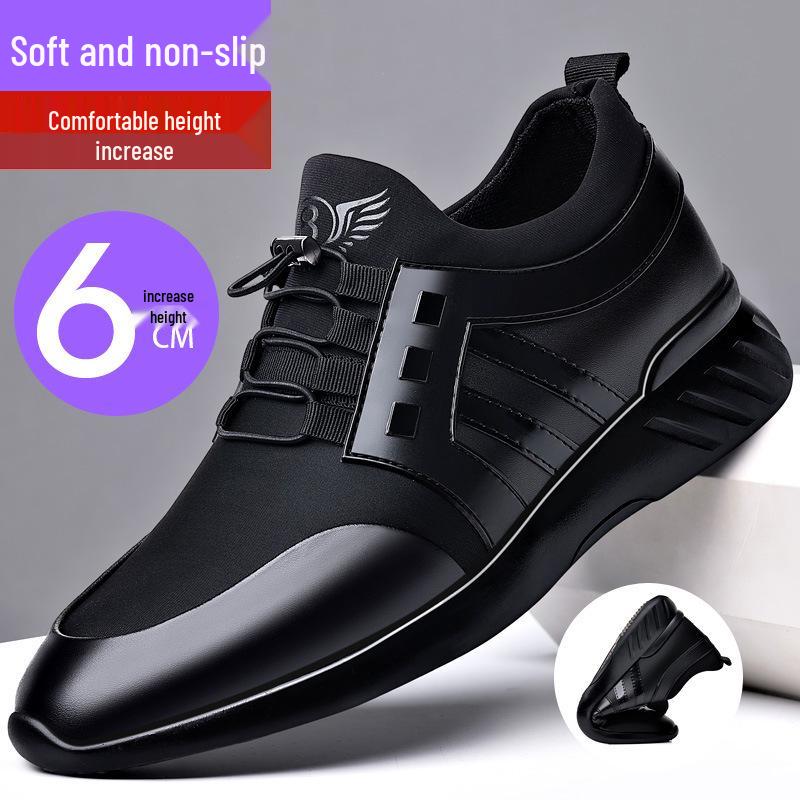 Men s 6cm Height-Boosting Genuine Leather Casual Sneakers, Breathable Autumn Design with 8cm Inner Lift Size 44